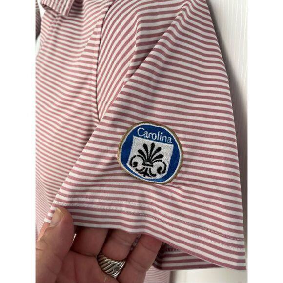 Oobe Red and White Golf Shirt. Size Small. Carolina Emblem on sleeve. - Picture 4 of 6